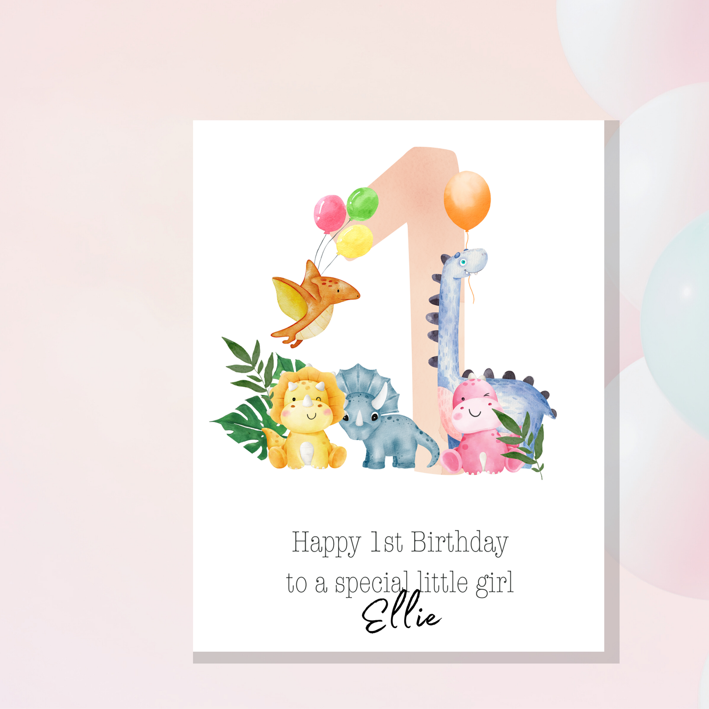 Dinosaur first birthday card