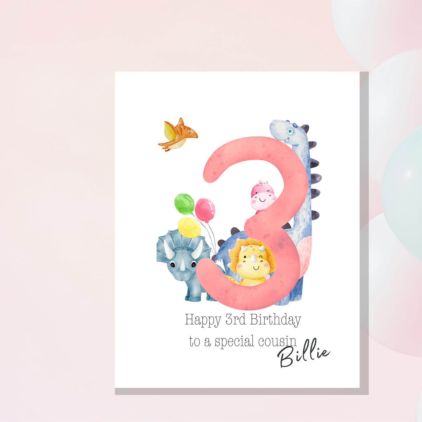 Dinosaur 3rd birthday card