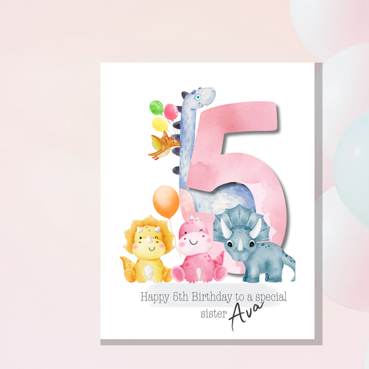 Dinosaur 5th birthday card