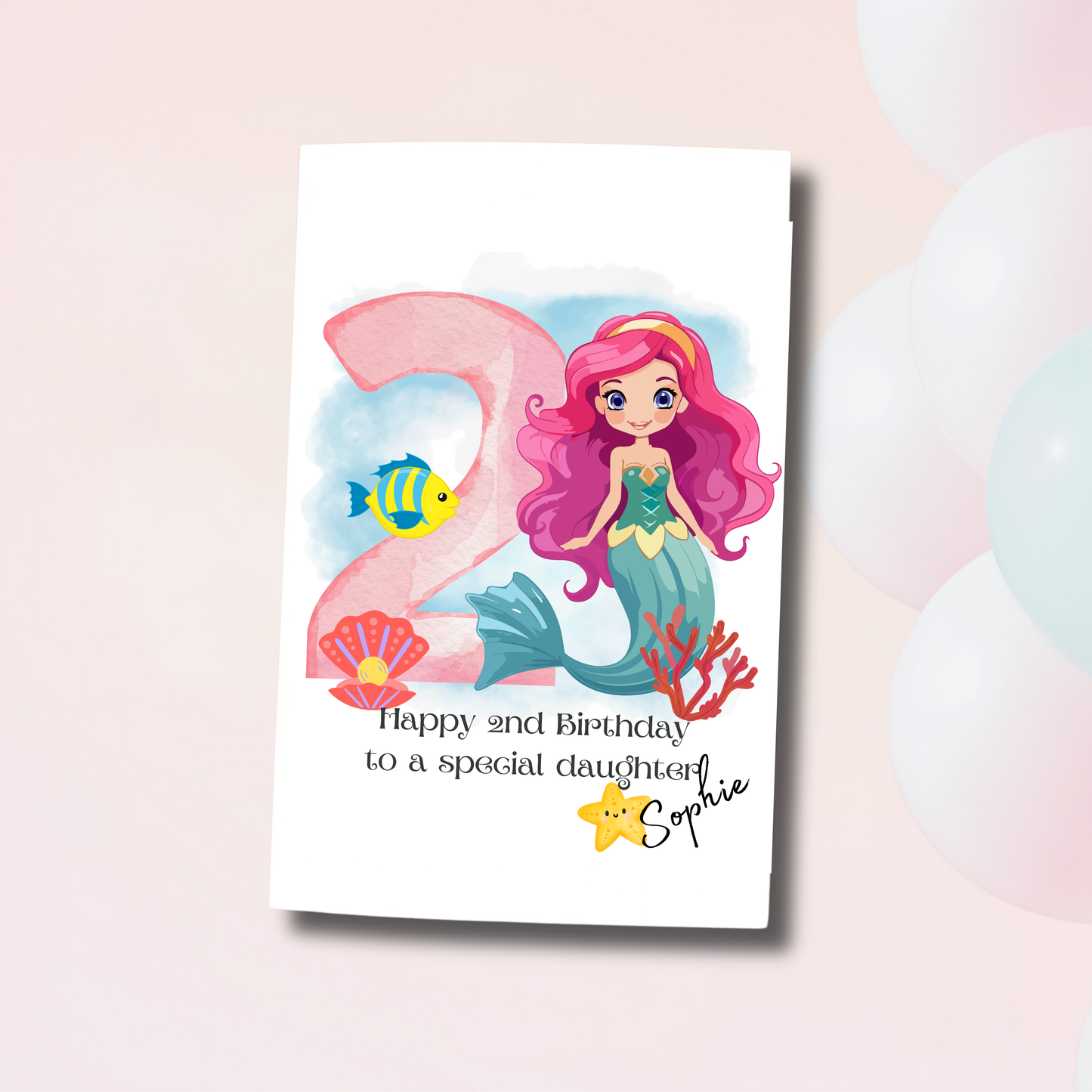 Mermaid 2nd birthday card