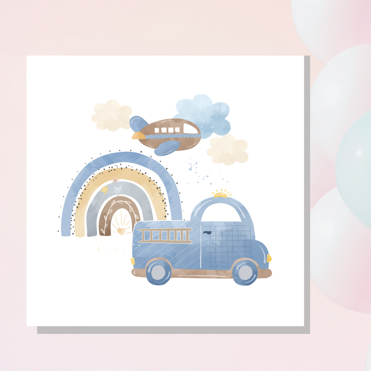 Blue baby shower card