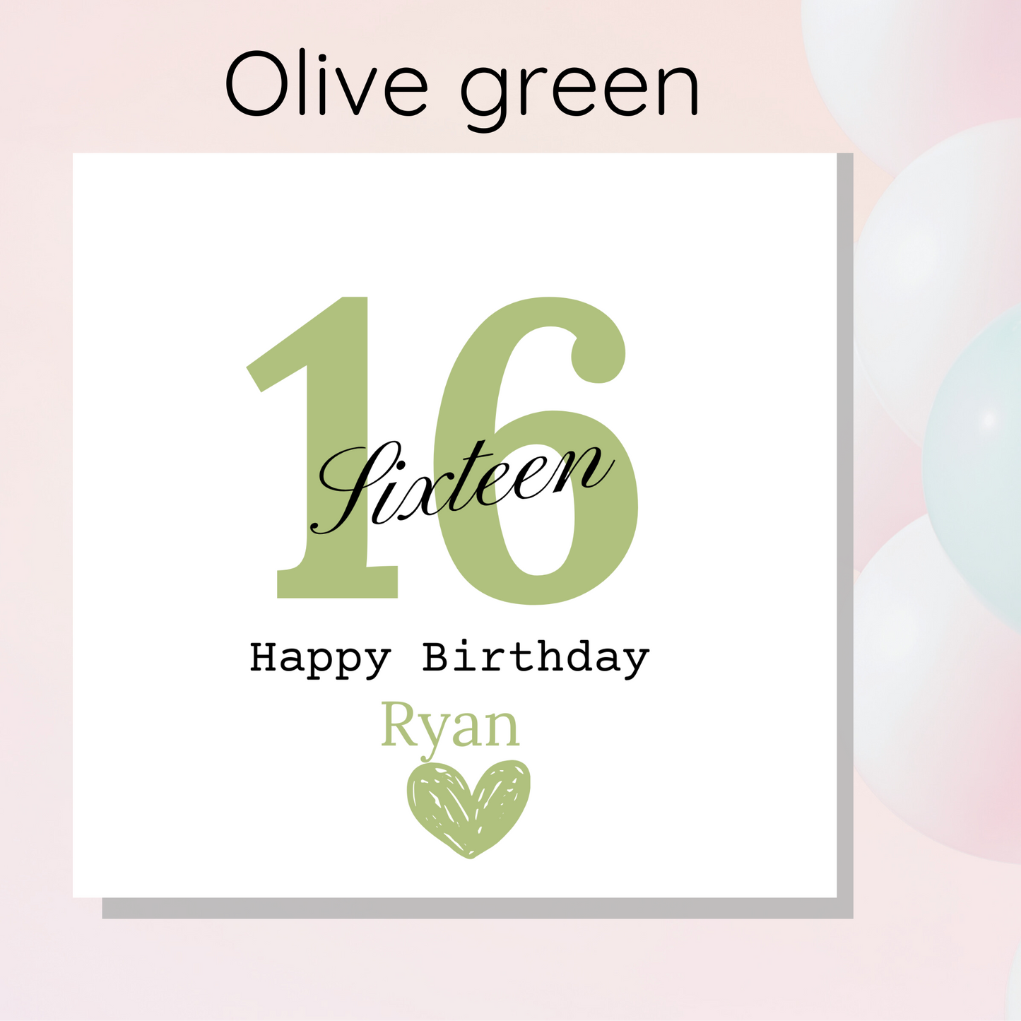 Personalized 16th birthday card