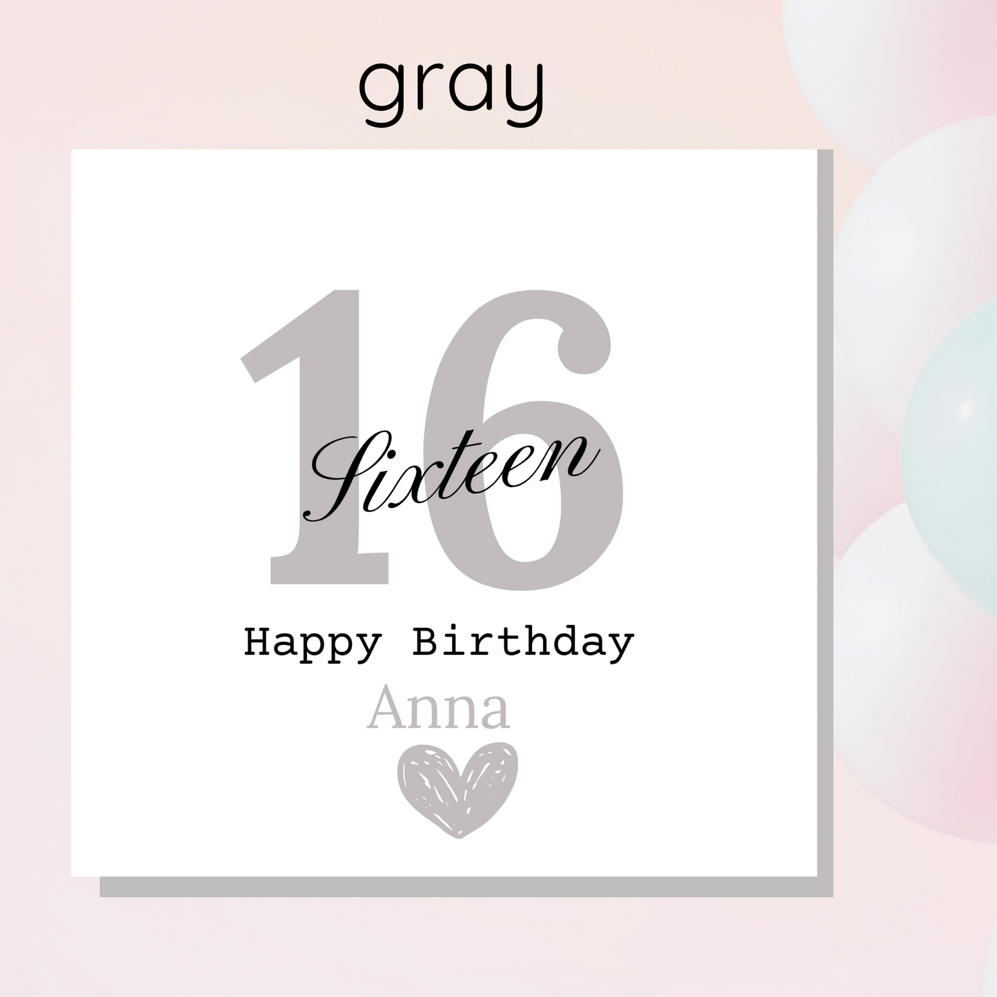 Personalized 16th birthday card