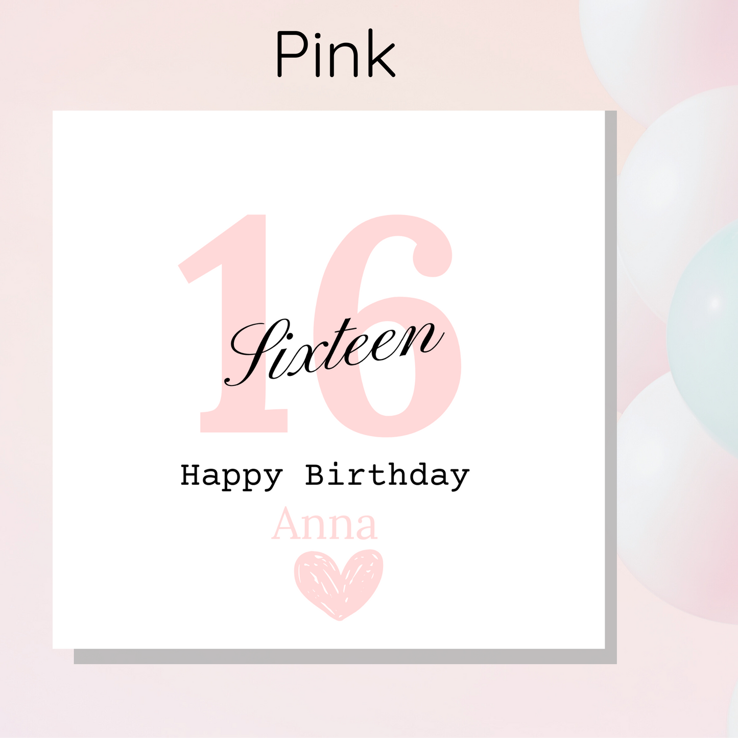 Personalized 16th birthday card