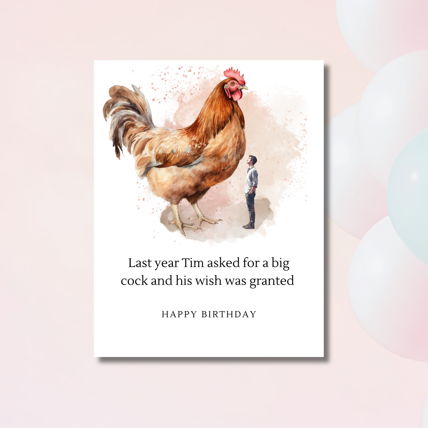 Adult Humor birthday card - cock card